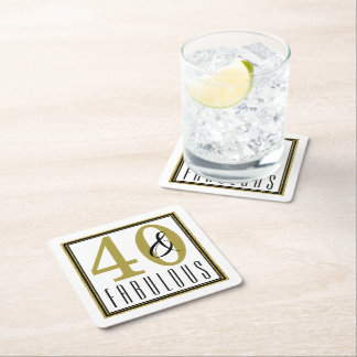 モダン金ゴールド40歳と素晴らしい40歳の誕生日パーティー スクエアペーパーコースター