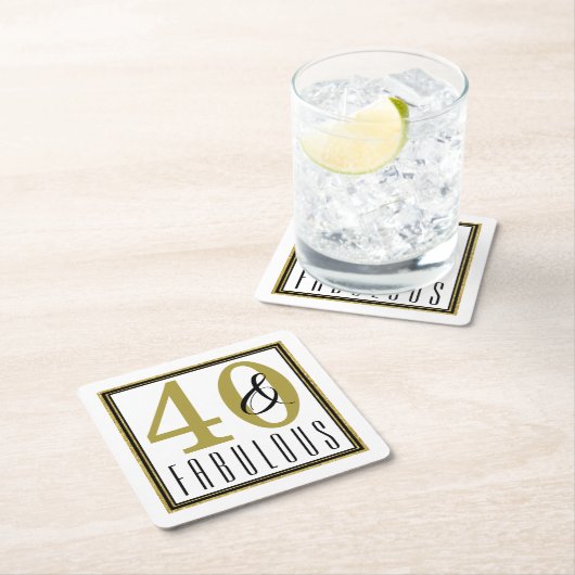 モダン金ゴールド40歳と素晴らしい40歳の誕生日パーティー スクエアペーパーコースター (インサイチュ)