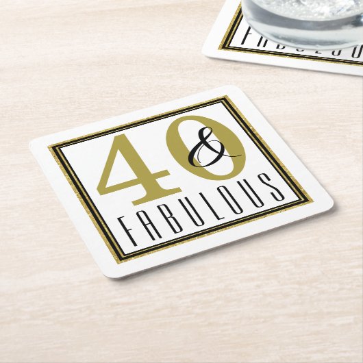 モダン金ゴールド40歳と素晴らしい40歳の誕生日パーティー スクエアペーパーコースター (アングル)