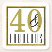 モダン金ゴールド40歳と素晴らしい40歳の誕生日パーティー スクエアペーパーコースター (正面)