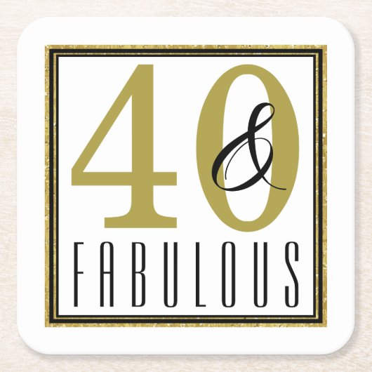 モダン金ゴールド40歳と素晴らしい40歳の誕生日パーティー スクエアペーパーコースター (正面)