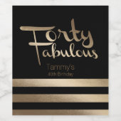 モダン金ゴールド40歳の誕生日パーティー ワインラベル (シングルラベル)