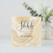 モダン金ゴールド40thバースデーウォーターカラーグリッター 招待状 (スタンド正面)