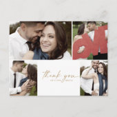 モダン金ゴールド4 Photo Collage結婚's Thank You ポストカード (正面)