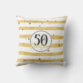モダン金ゴールド50と素晴らしい誕生日紙吹雪枕 クッション (裏面)