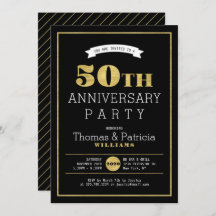 モダン金ゴールド50周年結婚招待状