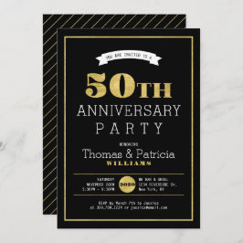 モダン金ゴールド50周年結婚招待状 招待状