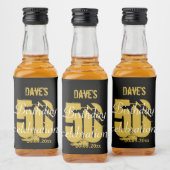 モダン金ゴールド50歳の誕生日パーティーミニ酒好き リキュールボトルラベル (ボトル)