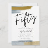 モダン金ゴールド50歳エレガント誕生日パーティー 招待状 (正面)