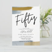 モダン金ゴールド50歳エレガント誕生日パーティー 招待状 (スタンド正面)