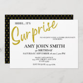 モダン金ゴールド50誕生日サプライズパーティの招待状 招待状 (正面/裏面)