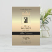 モダン金ゴールド50誕生日 招待状 (スタンド正面)
