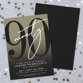 モダン金ゴールド90th誕生日パーティーへの招待 招待状