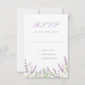 モダン金ゴールド&ウォータカラーラベンダーフローラ結婚ズ 出欠カード (正面)