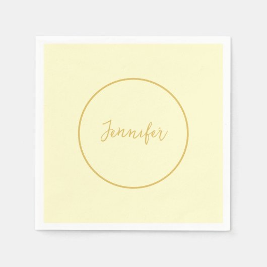 モダン金ゴールド&クリームカラー書道プレーンユニーク スタンダードカクテルナプキン (正面)
