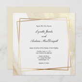 モダン金ゴールド&クリームフレーム結婚式招待状 招待状 (正面/裏面)