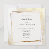 モダン金ゴールド&クリームフレーム結婚式招待状 招待状 (正面)