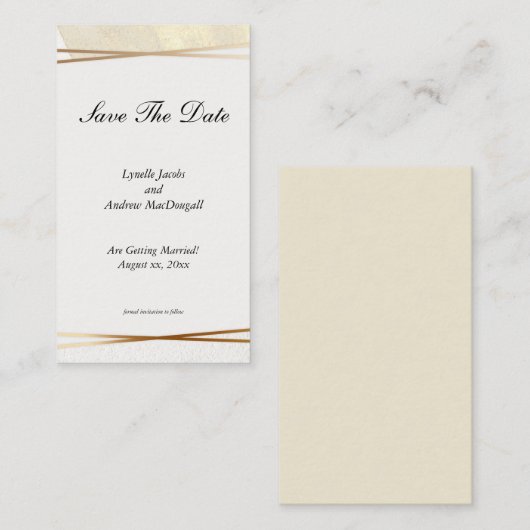 モダン金ゴールド&クリー結婚ム救入れ式 ノートカード (正面/裏面)