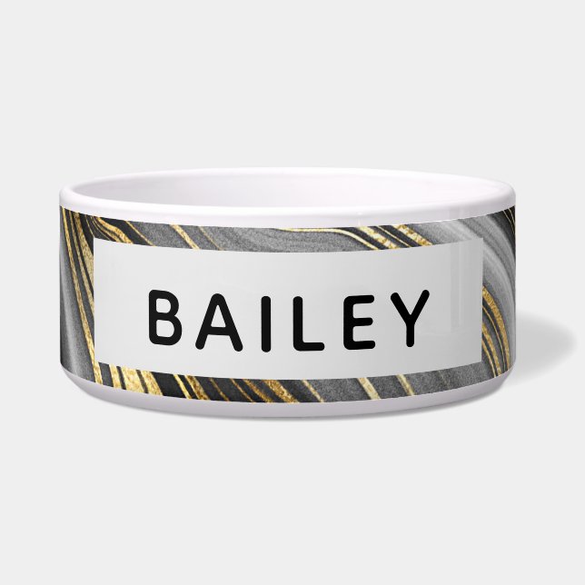 モダン金ゴールド&グレーアゲートゲード ボウル (正面)