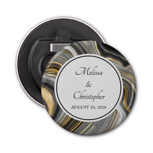 モダン金ゴールド&グレーアゲートゲード 栓抜き (正面)