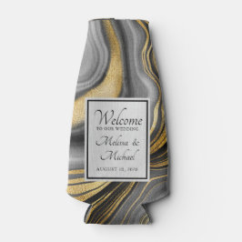 モダン金ゴールド&グレーアゲートゲ結婚ード ボトルクーラー