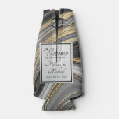 モダン金ゴールド&グレーアゲートゲ結婚ード ボトルクーラー (裏面)