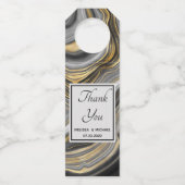 モダン金ゴールド&グレーアゲートゲ結婚ード ボトルネックタグ (正面)