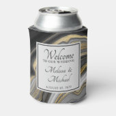 モダン金ゴールド&グレーアゲートゲ結婚ード 缶クーラー (缶裏面)