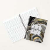 モダン金ゴールド&グレーアゲートジオードミネラルモノグラム ノートブック (内部)