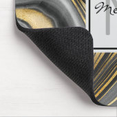 モダン金ゴールド&グレーアゲートジオードミネラルモノグラム マウスパッド (コーナー)