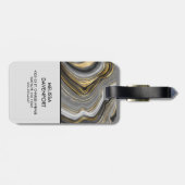 モダン金ゴールド&グレーアゲートジオードミネラルモノグラム ラゲッジタグ (裏面横)
