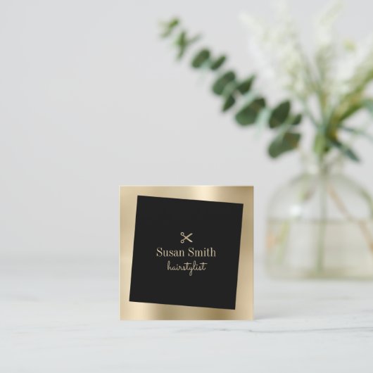 モダン金ゴールド  スクエア名刺 (スタンド正面)