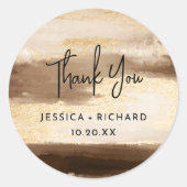 モダン金ゴールド&ダークウォーター色ありがとうござ結婚う ラウンドシール (正面)