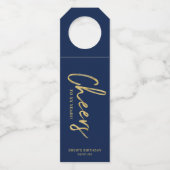 モダン金ゴールド&ネイビーブラシレタリング応援パーティー ボトルネックタグ (正面)