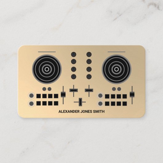 モダン金ゴールド·フェイクディスク·ジョッキー 名刺 (正面)