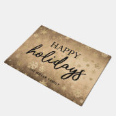モダン金ゴールド&ブラックハッピーホリデエレガントイズ ドアマット (アングル)