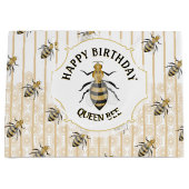 モダン金ゴールド&ブラックハニービーハイブ ラージペーパーバッグ (正面)