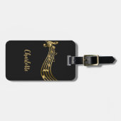 モダン金ゴールド&ブラックミュージックノートカスタムラゲッジタグ ラゲッジタグ (正面横)