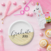 モダン金ゴールド&ブラック卒業紙プレート ペーパープレート (パーティー)