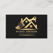 モダン金ゴールド&ブラック絵を描ズサービスハウスペインター 名刺 (正面)