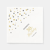 モダン金ゴールド&ブラック30thバースデーパーティーナプキンス スタンダードカクテルナプキン (正面)