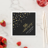 モダン金ゴールド&ブラック50周年記念パーティーナプキンス スタンダードカクテルナプキン (インサイチュ)