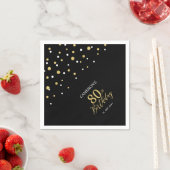 モダン金ゴールド&ブラック80thバースデーパーティーナプキンス スタンダードカクテルナプキン (インサイチュ)