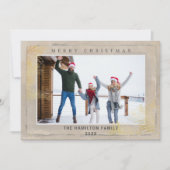 モダン金ゴールド&ベージュの葉のクリスマス シーズンカード (正面)