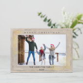 モダン金ゴールド&ベージュの葉のクリスマス シーズンカード (スタンド正面)