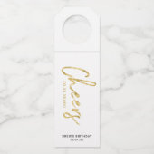 モダン金ゴールド&ホワイトブラシレタリング応援パーティー ボトルネックタグ (正面)