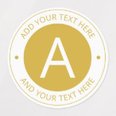 モダン金ゴールド/ホワイトロゴスタイルモノグラム防水 ラベル (デザイン1)