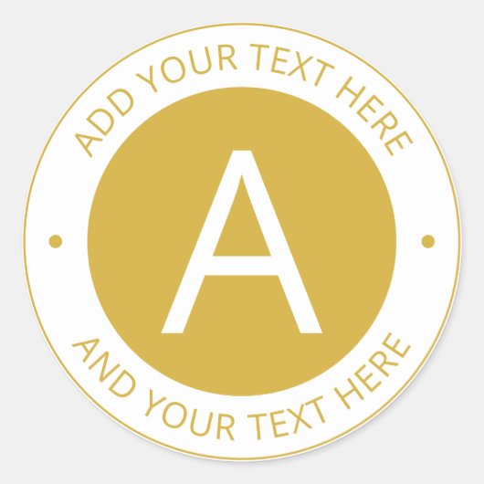 モダン金ゴールド/ホワイトロゴスタイルモノグラム ラウンドシール (正面)