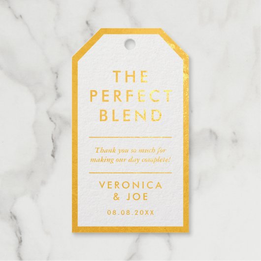 モダン金ゴールド&ホワイト完璧なブレンド ギフトタグ (正面)