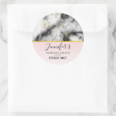 モダン金ゴールド・リボン・キャンドル付きスモーキーな灰色の大理石 ラウンドシール (バッグ)